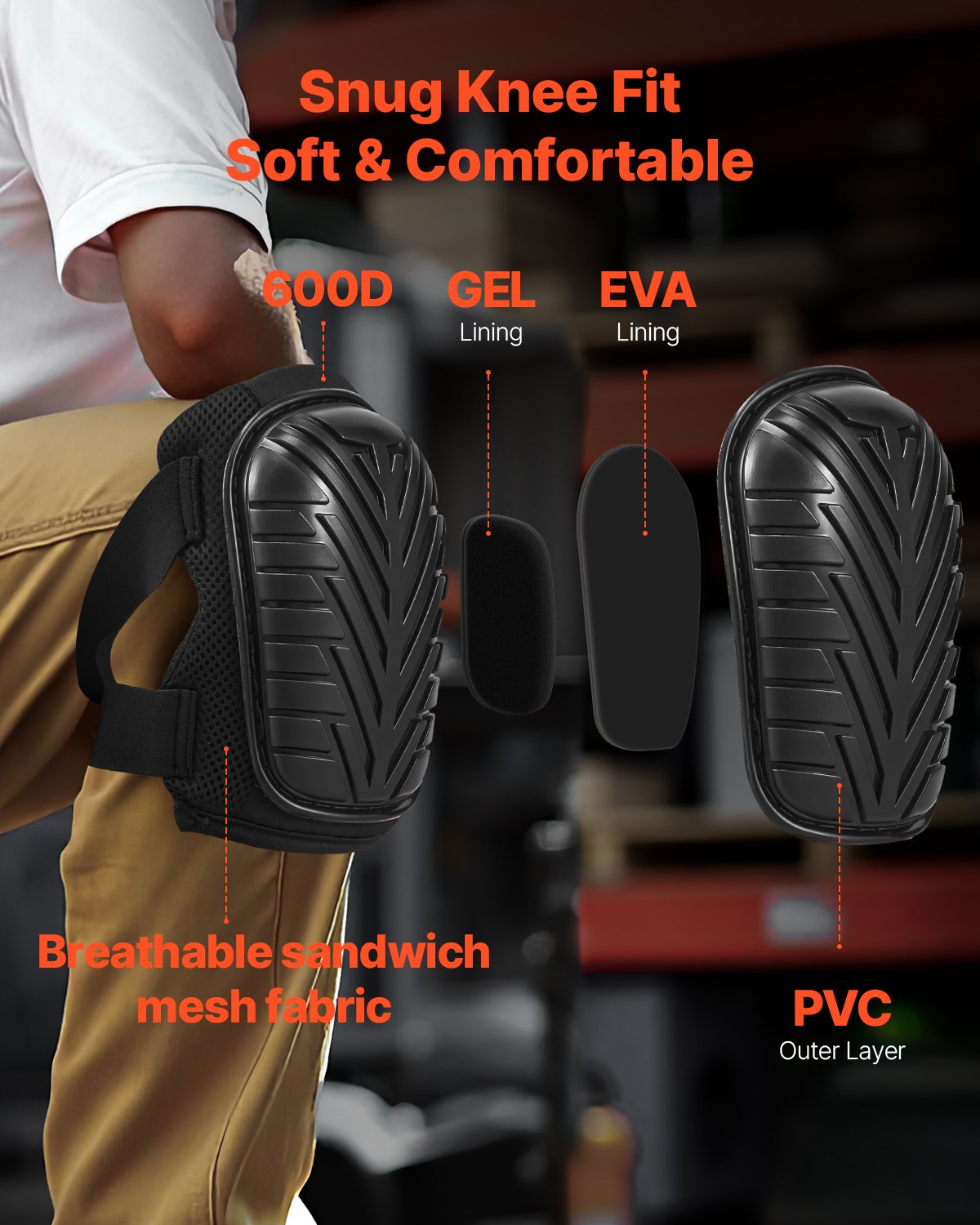 VEVOR Knee Pads for Work Heavy Duty Construction Knee Pads Soft Foam Gel Cushion