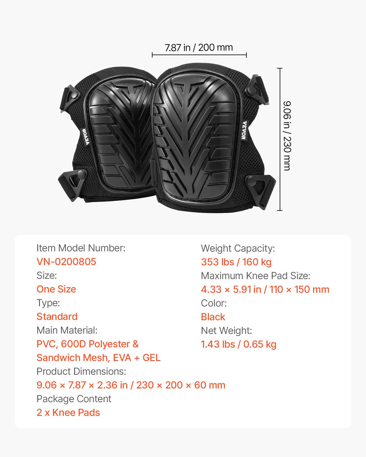 VEVOR Knee Pads for Work Heavy Duty Construction Knee Pads Soft Foam Gel Cushion