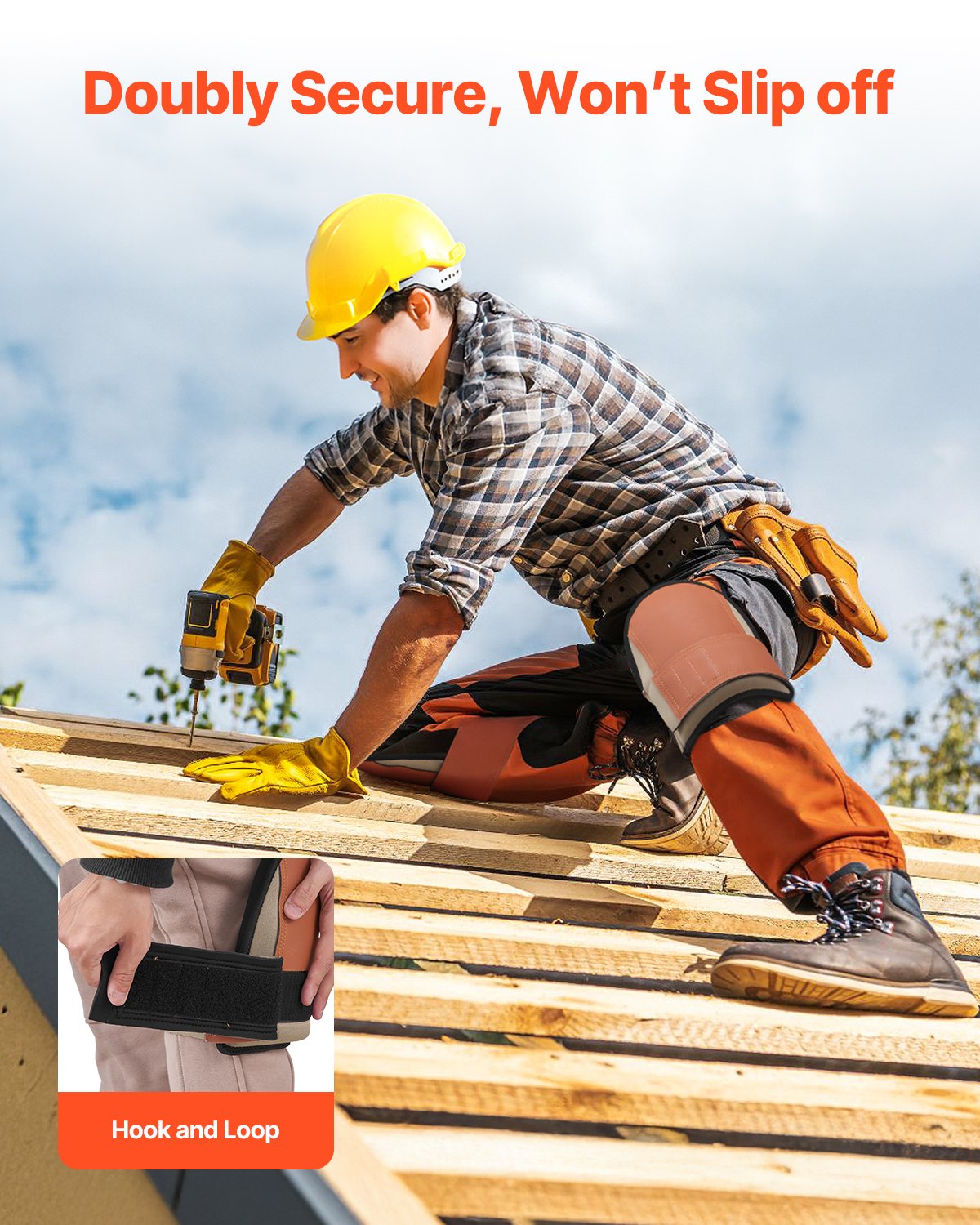 VEVOR Knee Pads for Work Durable Leather Construction Pads Washable Extra Thick