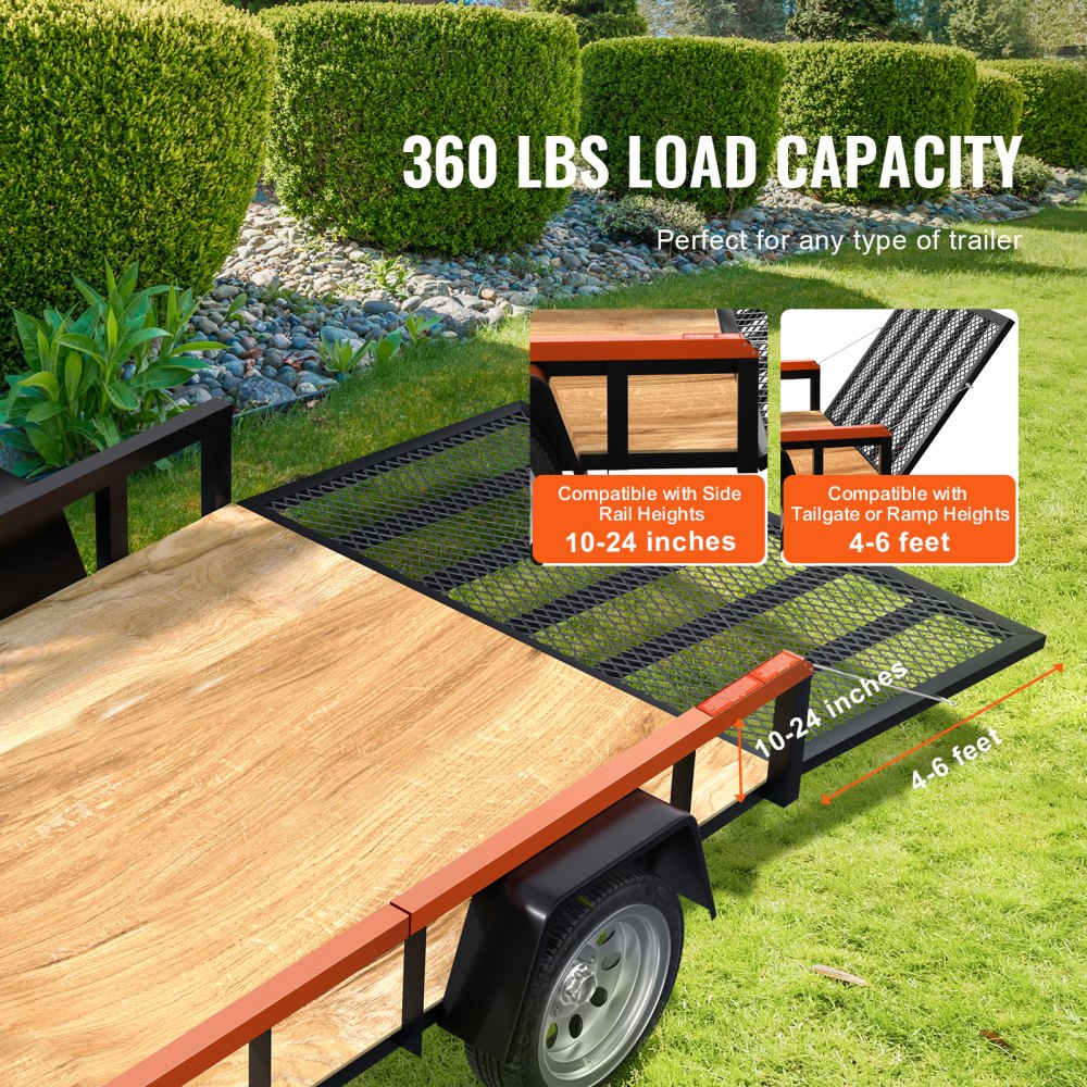 VEVOR Trailer Tailgate Lift Assist, Max 180 lbs Load Capacity, Compatible with Open Utility Trailer Tailgate and Ramp, with 10 to 24 Inches Heights Side Rail and 4 to 6 Feet Height Tail Gate or Ramp