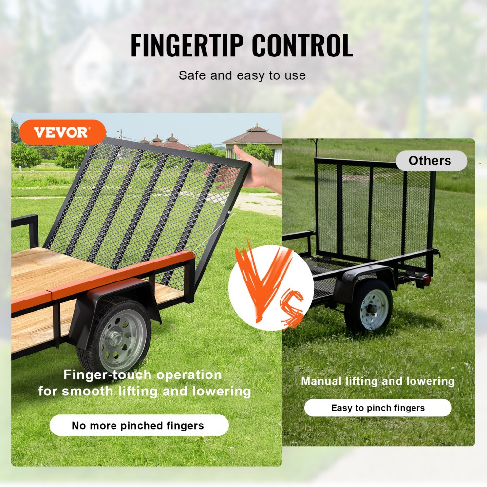 VEVOR Trailer Tailgate Lift Assist, Max 180 lbs Load Capacity, Compatible with Open Utility Trailer Tailgate and Ramp, with 10 to 24 Inches Heights Side Rail and 4 to 6 Feet Height Tail Gate or Ramp