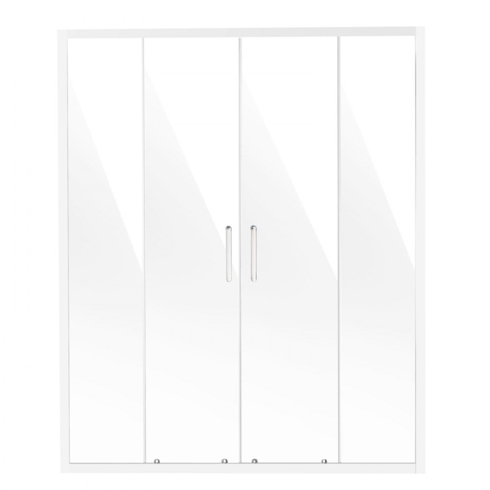 VEVOR Semi-frameless Double Sliding Shower Door SGCC Tempered Glass 1/4" Chrome
