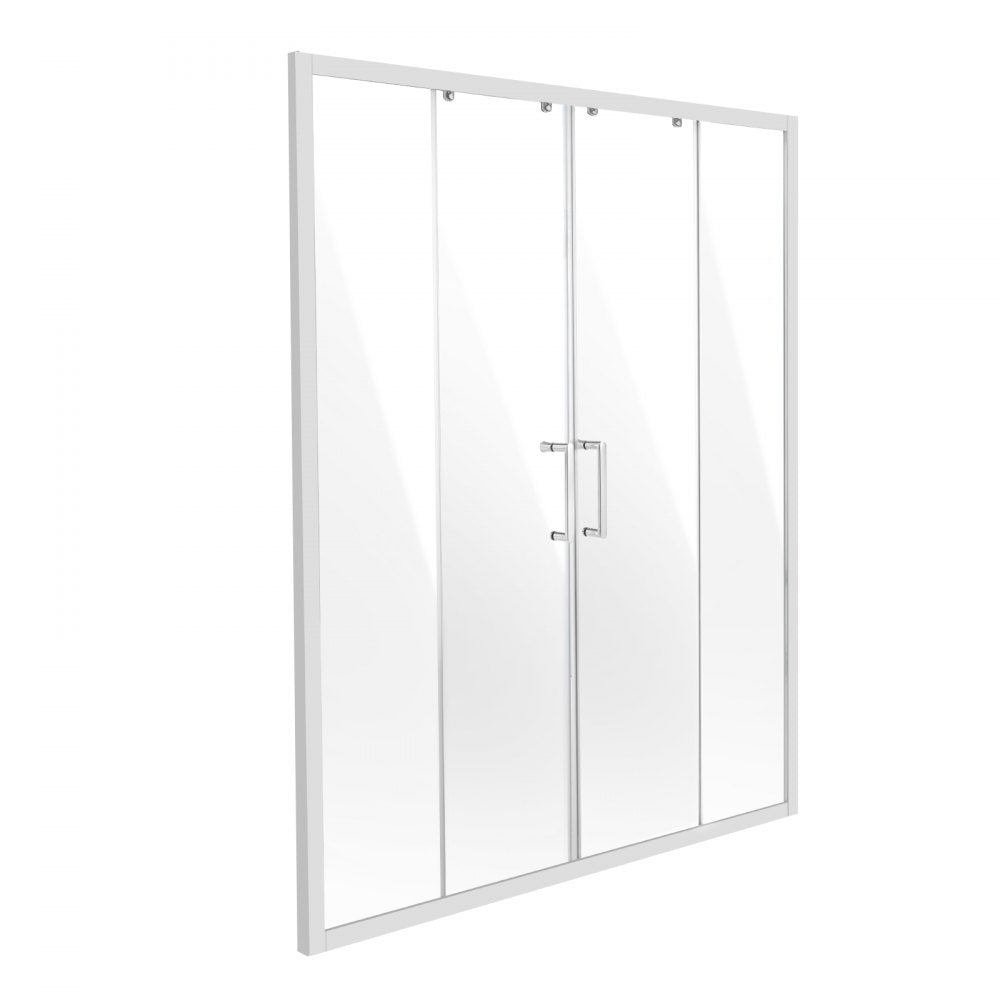 VEVOR Semi-frameless Double Sliding Shower Door SGCC Tempered Glass 1/4" Chrome