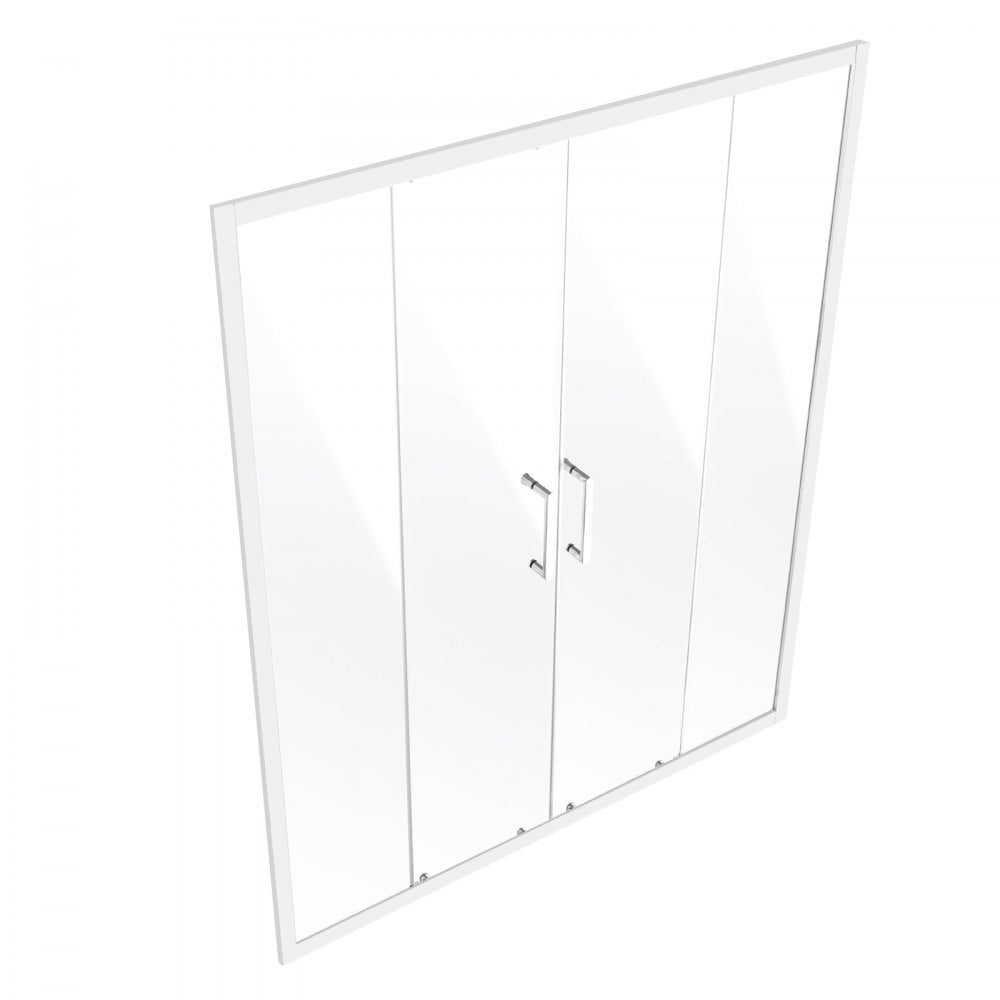 VEVOR Semi-frameless Double Sliding Shower Door SGCC Tempered Glass 1/4" Chrome