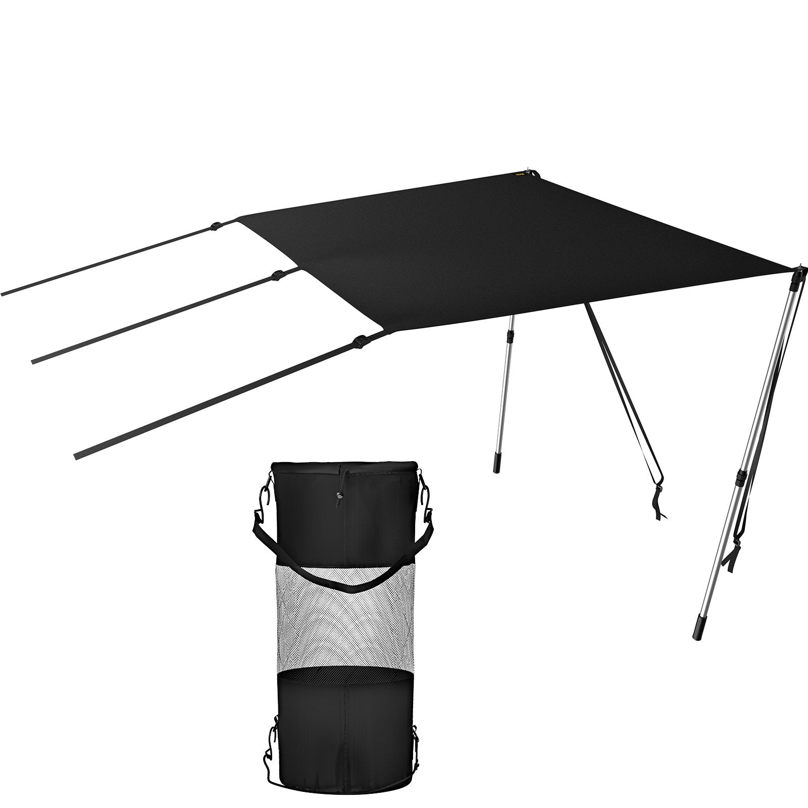 VEVOR T-Top Sun Shade Kit 5' x 5', UV-Proof 600D Polyester T-top Extension Kit with Rustproof Steel Telescopic Poles, Waterproof T-Top Shade Kit, Easy to Assemble for T-Tops ? Bimini Top