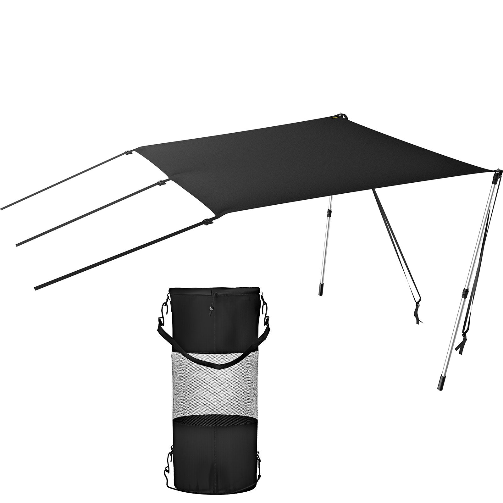 VEVOR T-Top Sun Shade Kit 6' x 5', UV-Proof 600D Polyester T-top Extension Kit with Rustproof Steel Telescopic Poles, Waterproof T-Top Shade Kit, Easy to Assemble for T-Tops ? Bimini Top