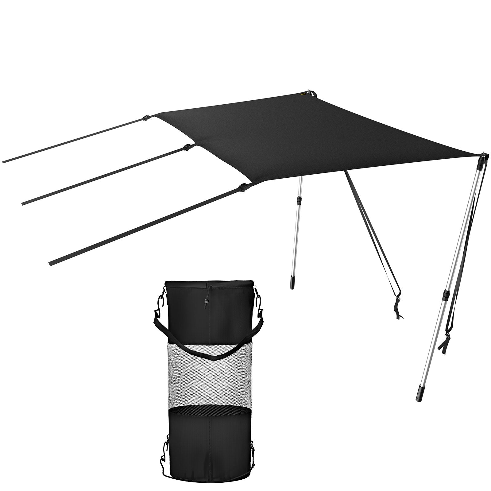 VEVOR T-Top Sun Shade Kit 4\' x 5\', UV-Proof 600D Polyester T-top Extension Kit with Rustproof Steel Telescopic Poles, Waterproof T-Top Shade Kit, Easy to Assemble for T-Tops ? Bimini Top