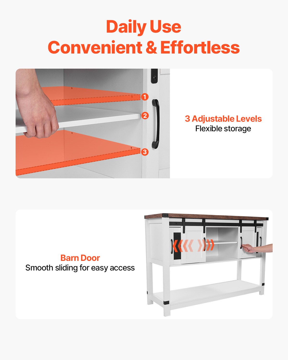 VEVOR Coffee Bar Cabinet 4-Tier Coffee Bar Table with Barn Doors for Living Room