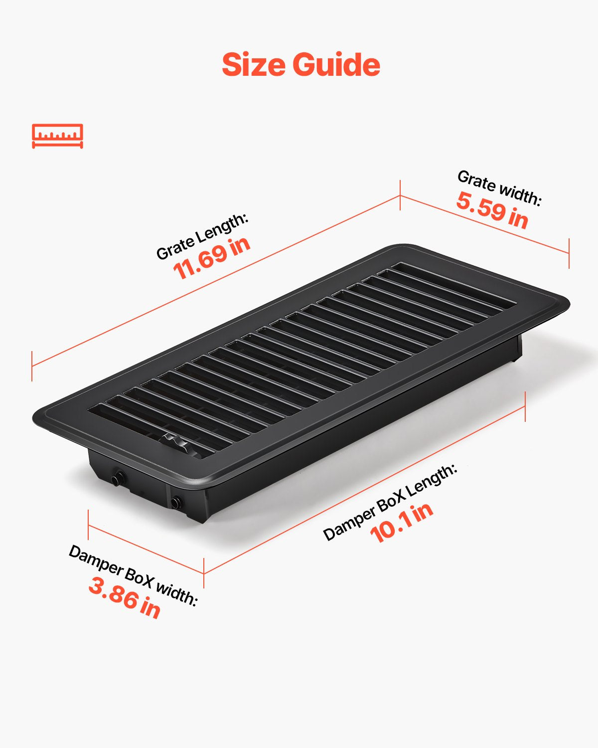 VEVOR Floor Registers 4 x 10 Inch 12-Pack Iron Floor Vents for HVAC Vents Black