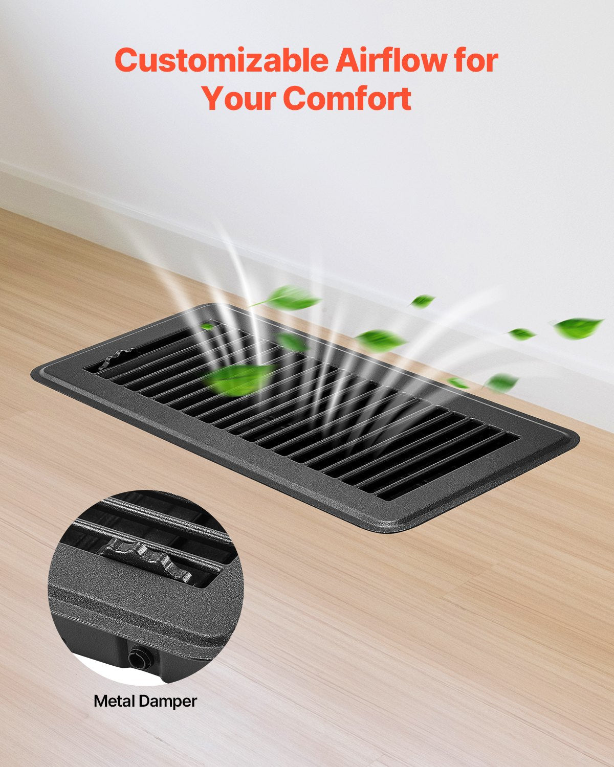 VEVOR Floor Registers 4 x 10 Inch 12-Pack Iron Floor Vents for HVAC Vents Black