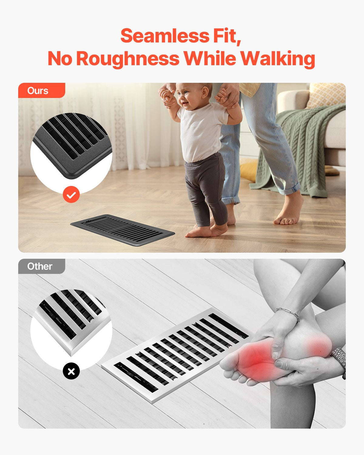 VEVOR Floor Registers 4 x 10 Inch 12-Pack Iron Floor Vents for HVAC Vents Black