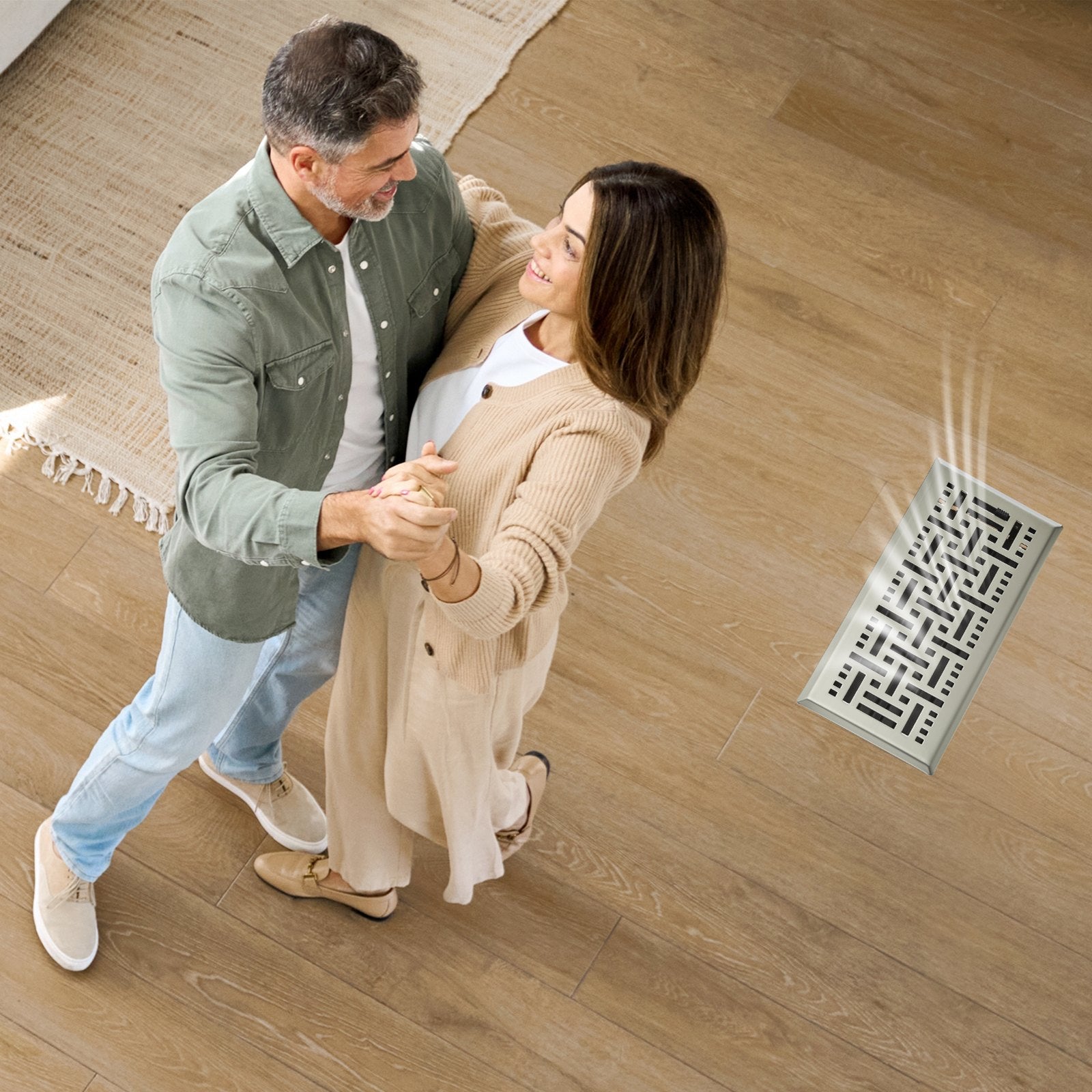 VEVOR Floor Registers 4x10 Inch 2-Pack Iron Floor Vents for HVAC Nickel-Plated