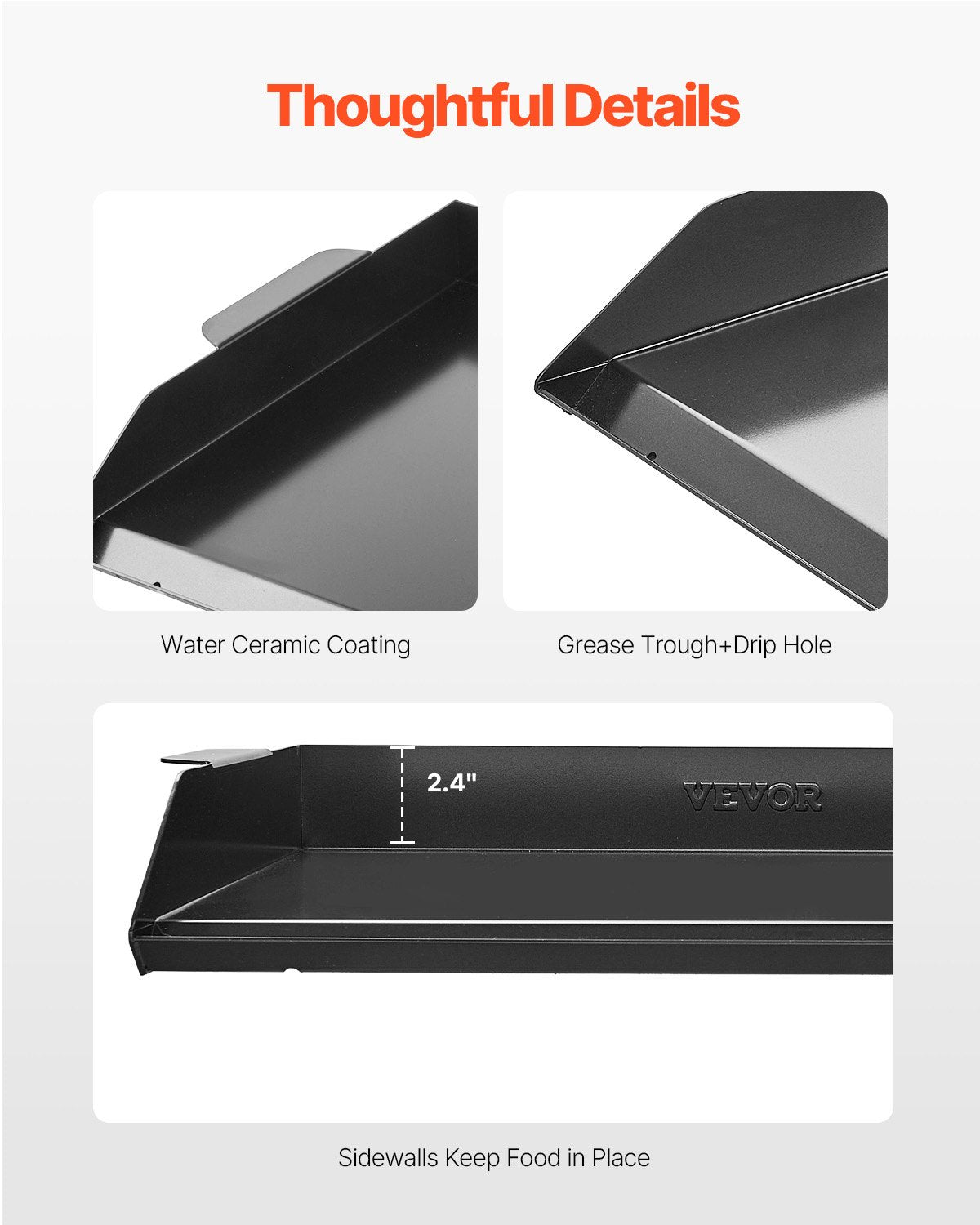 VEVOR 22x16 in Flat Top Griddle Carbon Steel Universal BBQ Grill Pan Cookware