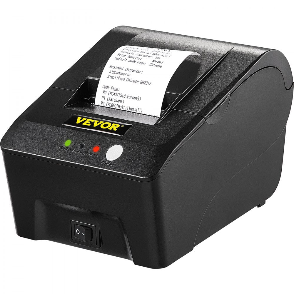 VEVOR Printer Receipt, 58mm Thermal Printer, ESC/POS Command Thermal Receipt Printer, Portable for Bank, Supermarket, Office, Restaurant Support Win 2003/XP/7/8/10 & Cashbox Driver