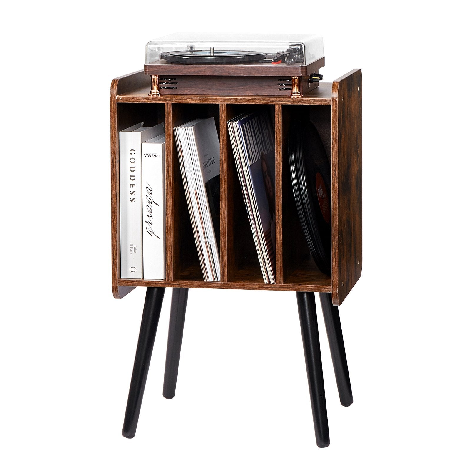 VEVOR Record Player Stand 2-Tier Wood Vinyl Record Stand up to 100 Albums Brown