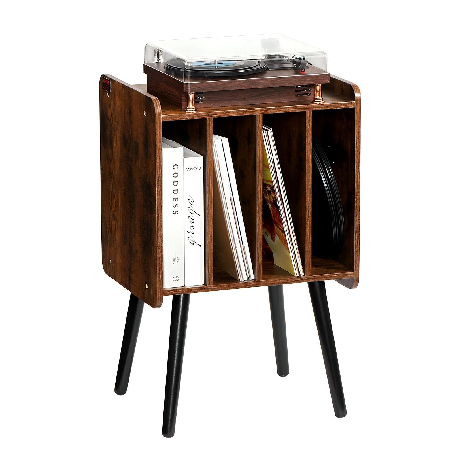 VEVOR Record Player Stand 2-Tier Wood Vinyl Record Stand up to 100 Albums Brown