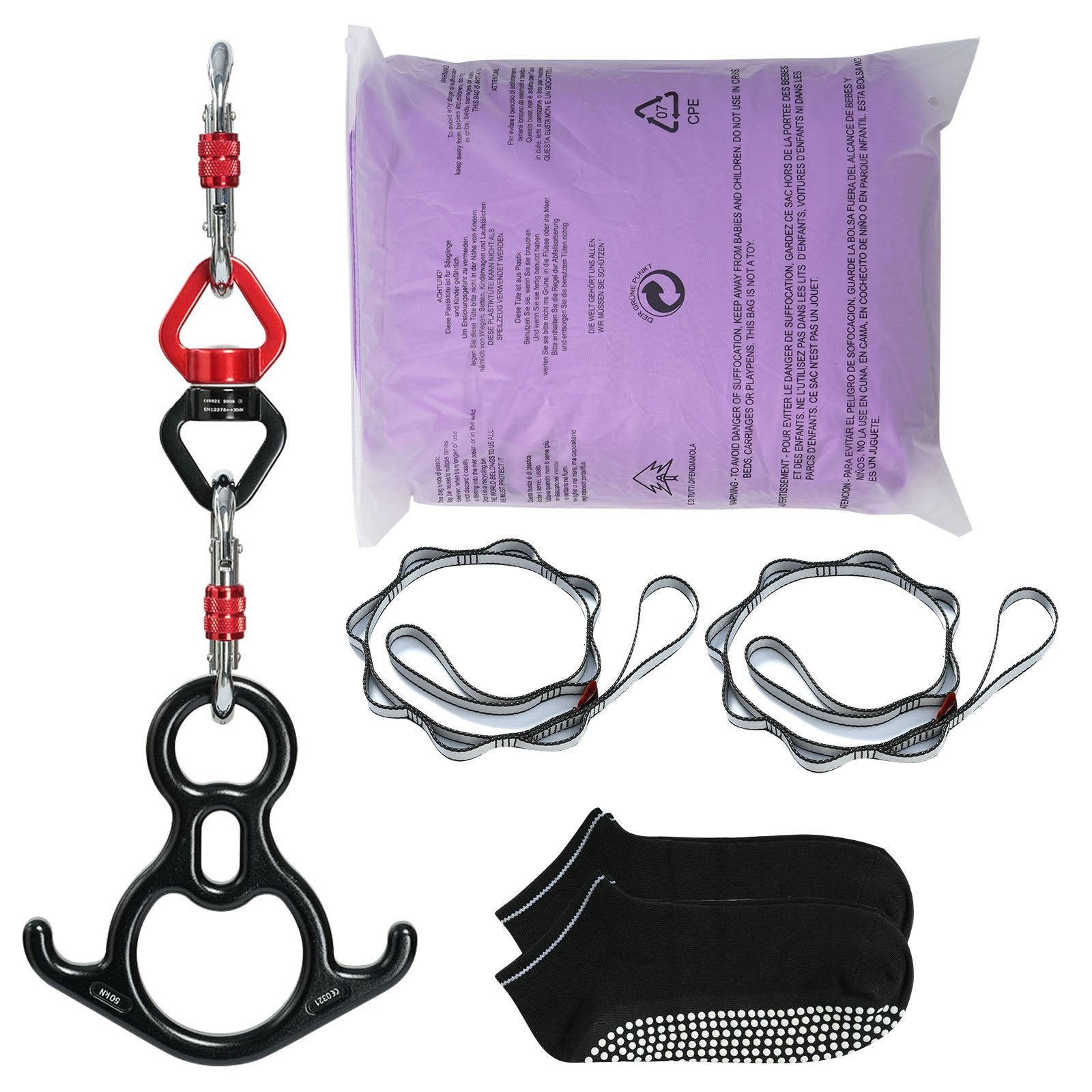 VEVOR Aerial Silk & Yoga Swing, 8.7 Yards, Aerial Yoga Hammock Kit with 100gsm Nylon Fabric, Full Rigging Hardware & Easy Set-up Guide, Antigravity Flying for All Levels Fitness Bodybuilding, Purple