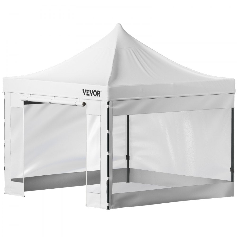 VEVOR 10x10 Pop Up Canopy Tent, Outdoor Canopy with Removable Sidewalls and Wheeled Bag, Instant Portable Shelter, UV-Resistant Waterproof Gazebo Patio Tents for Parties, Camping, Commercial, White