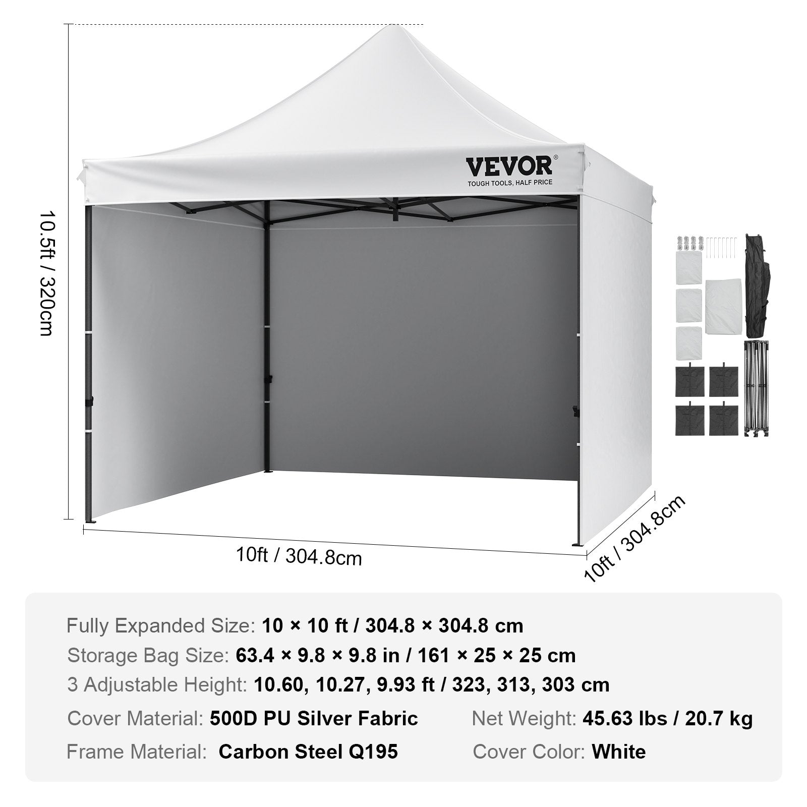 VEVOR 10x10 Pop up Canopy with Removable Sidewalls, Instant Canopies Portable Gazebo with Wheeled Bag, UV Resistant Waterproof, Enclosed Canopy Tent for Outdoor Events, Patio, Backyard, Party, Camping