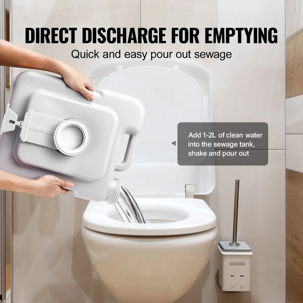 VEVOR Portable Toilet Flush Travel Camping 5.3 Gal Commode Potty with Carry Bag