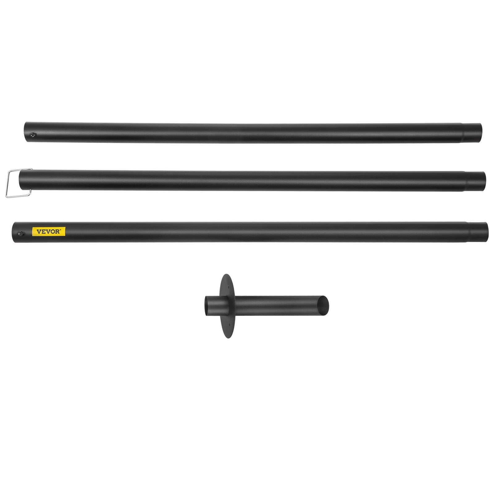 VEVOR String Light Poles, 4 Pack 10.6 FT, Outdoor Powder Coated Steel Lamp Post with Hooks to Hang Lantern and Flags, Decorate Garden, Backyard, Patio, Deck, for Party and Wedding, Black