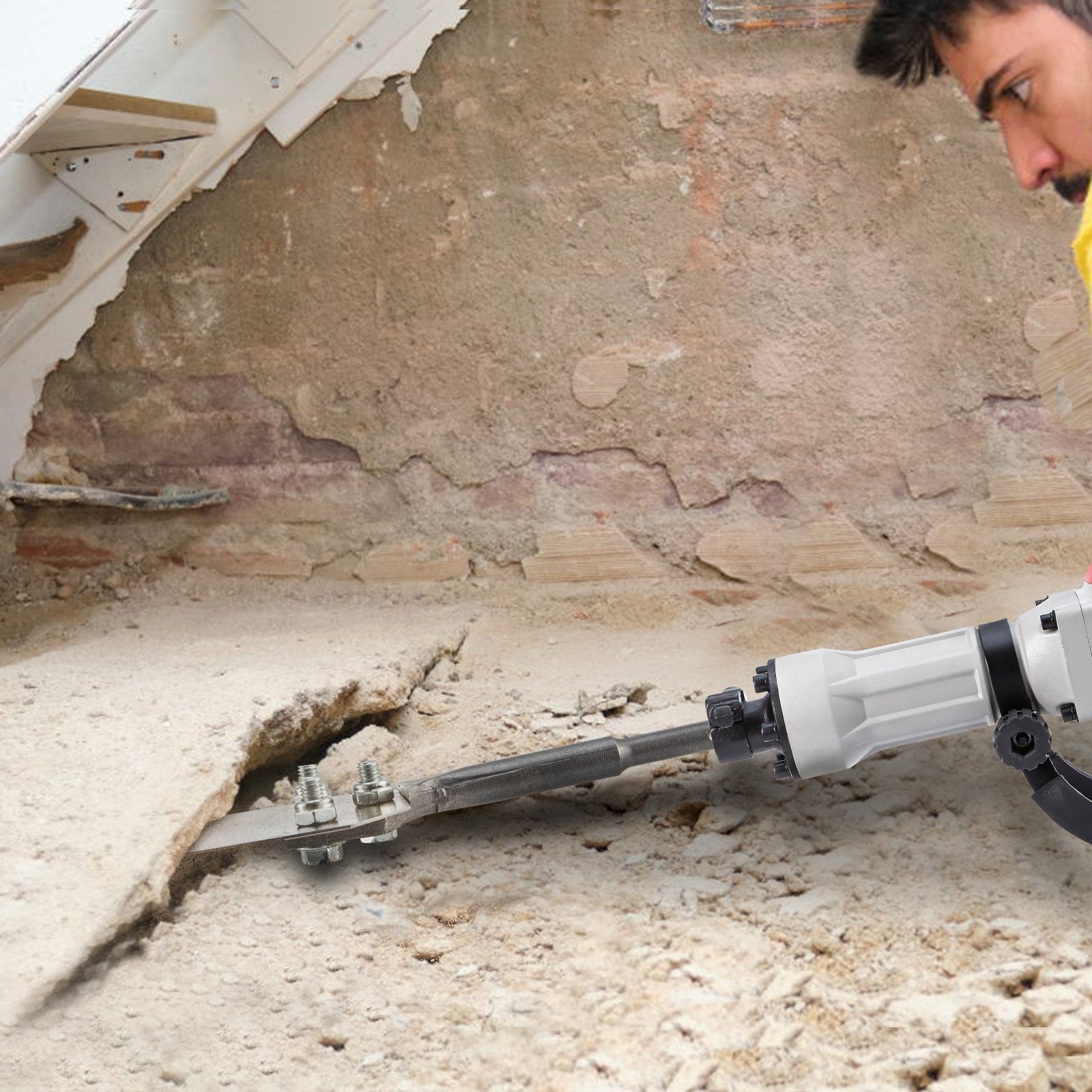 VEVOR SDS Plus Floor Scraper, 3.9" Wide Blade, 40Cr Steel 9.5" Long Handle Thinset Removal Bit with Point Chisel, Fits SDS-Plus Rotary & Chipping Hammer, for Removing Tile Grout, Adhesive Wallpaper