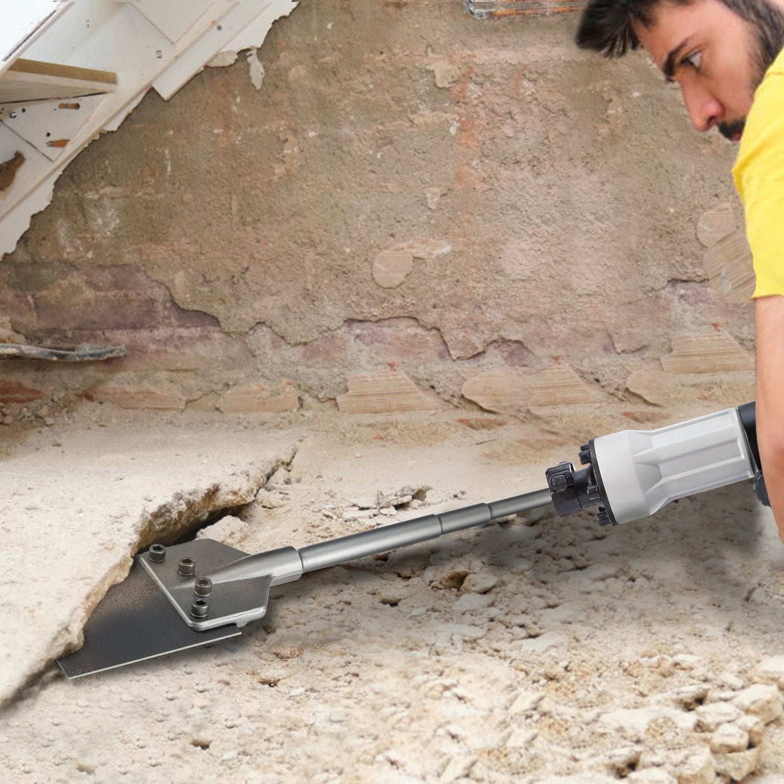 VEVOR SDS Max Floor Scraper, 5.9" Wide Blade, 40Cr Steel 24.4" Long Handle Thinset Removal Bit with Point Chisel, Fits SDS-Max Rotary & Chipping Hammer, for Removing Tile