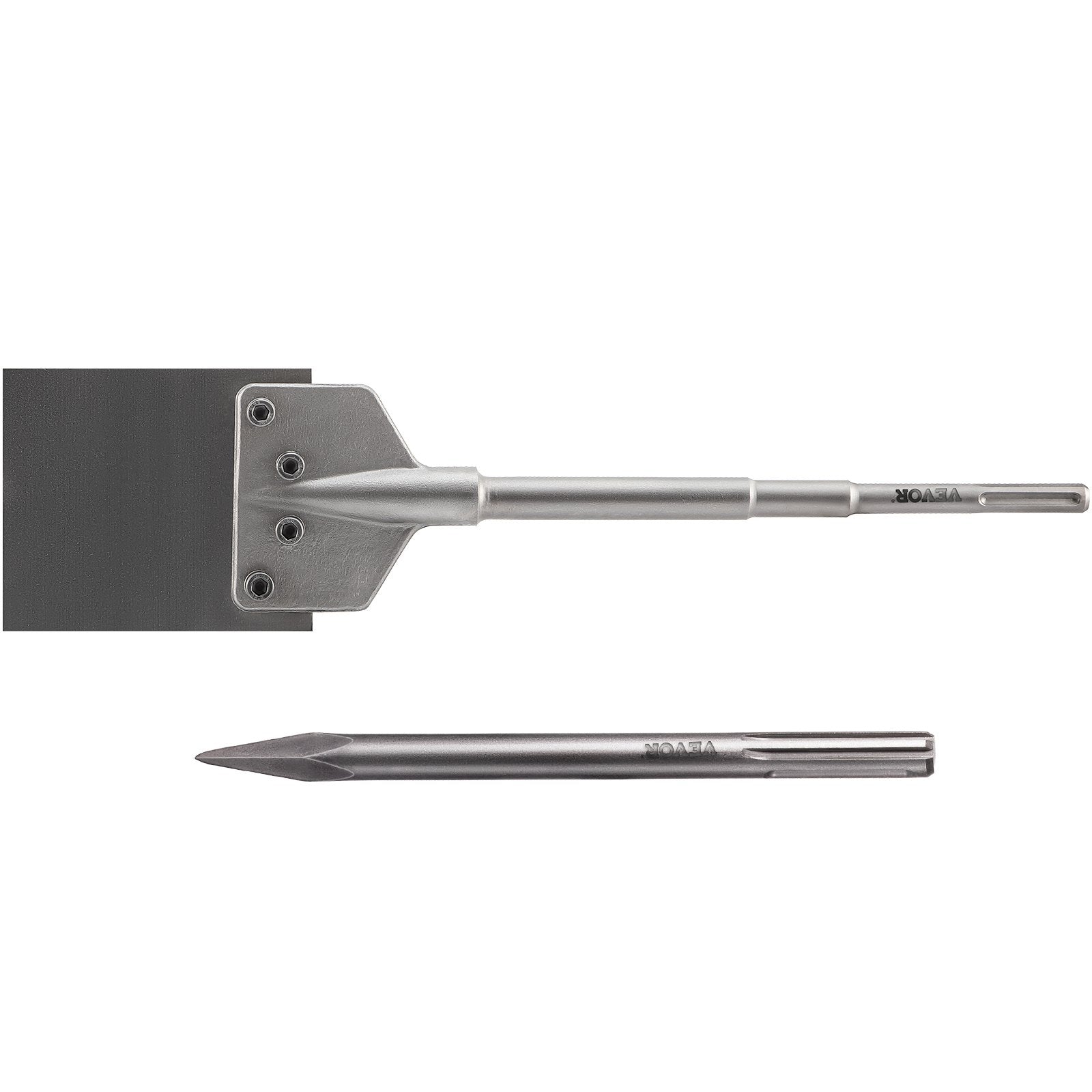 VEVOR SDS Max Floor Scraper, 5.9" Wide Blade, 40Cr Steel 24.4" Long Handle Thinset Removal Bit with Point Chisel, Fits SDS-Max Rotary & Chipping Hammer, for Removing Tile