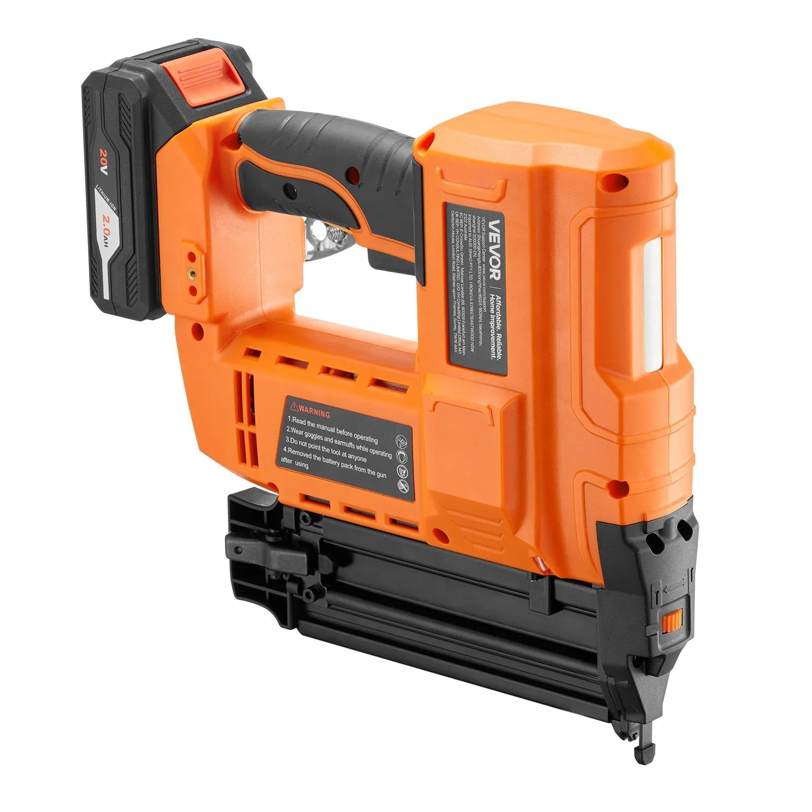 VEVOR Cordless Brad Nailer, 18 Gauge, 20V Battery Powered Nail Gun, with 500 pcs Nails, 2.0 Ah Li-ion Battery and Charger, Adjustable Nailing Depth, for Home Improvement, Woodworking, DIY Project