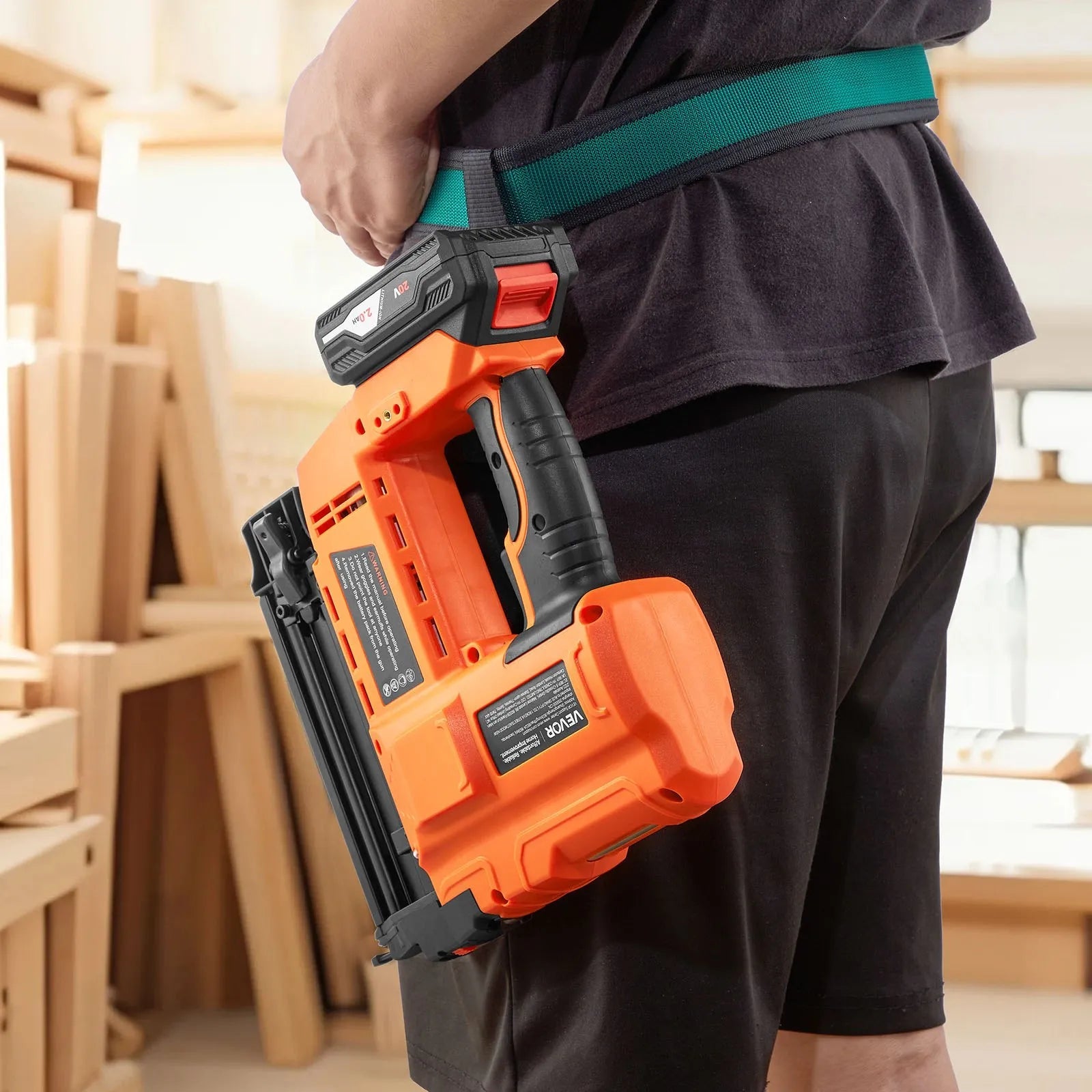 VEVOR 2-in-1 Cordless Brad Nailer, 18 Gauge, 20V Battery Powered Nail Gun and Staple Gun, with 500 pcs Nails, 500 pcs Staples, 2.0 Ah Li-ion Battery and Charger, for Home Improvement, Woodworking