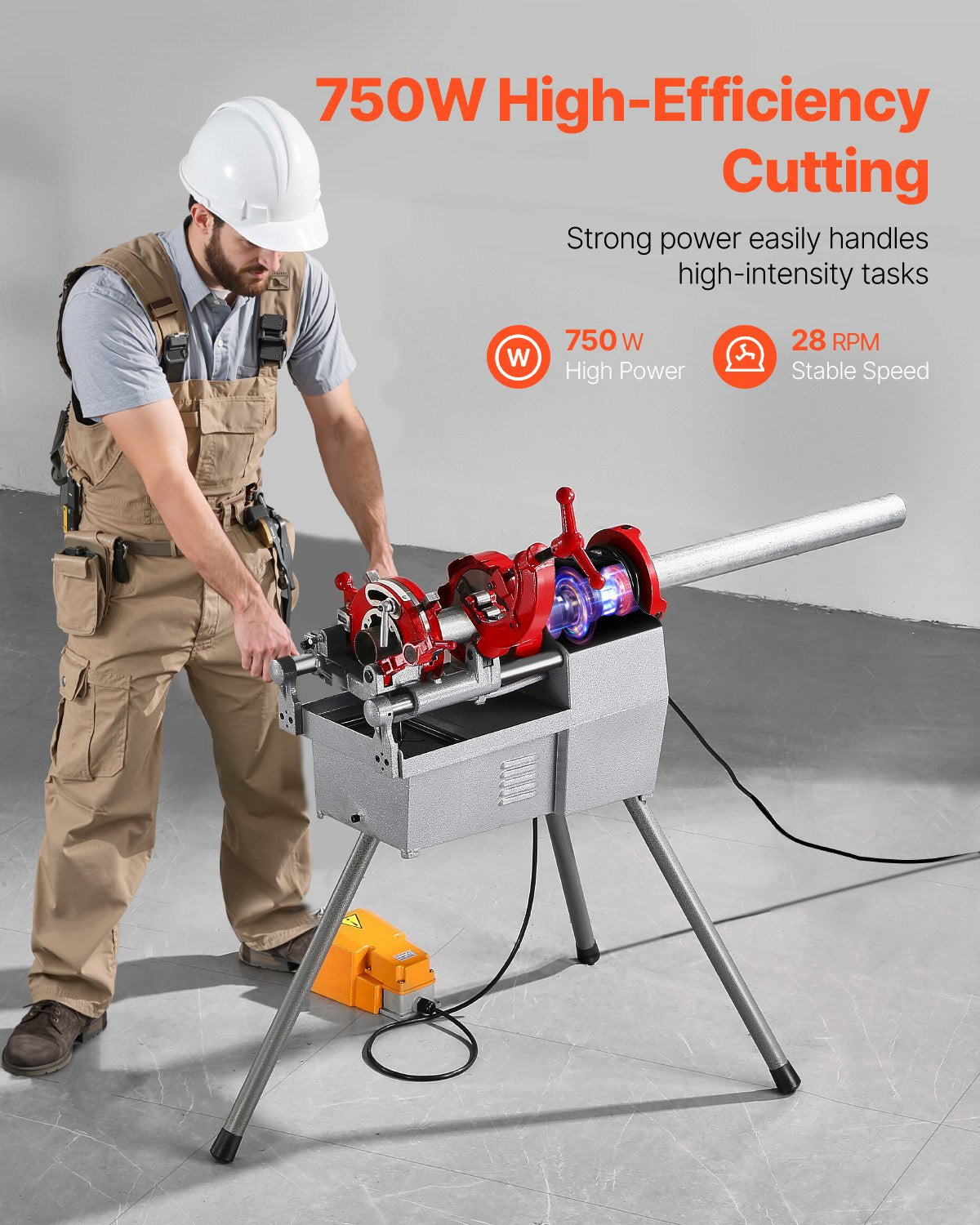 VEVOR Electric Pipe Threader Machine 750W Threading Machine for 1/2" to 2" Pipes