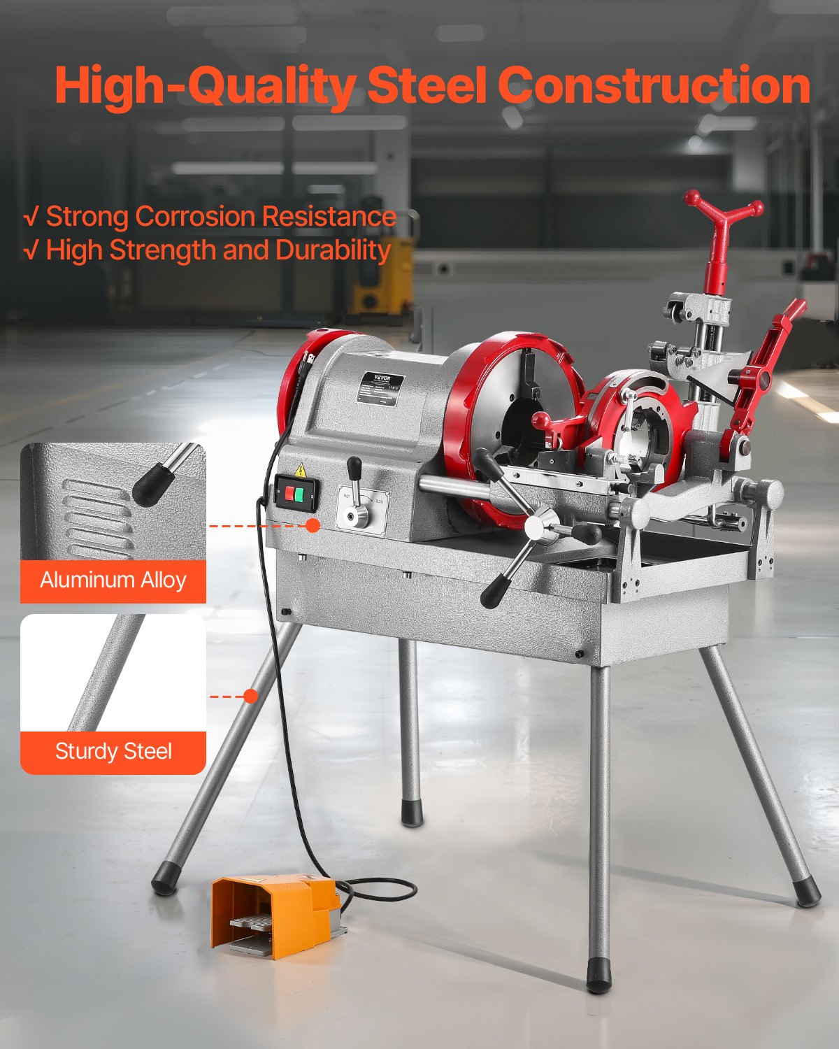 VEVOR Electric Pipe Threader Machine 750W Threading Machine for 1/2" to 2" Pipes