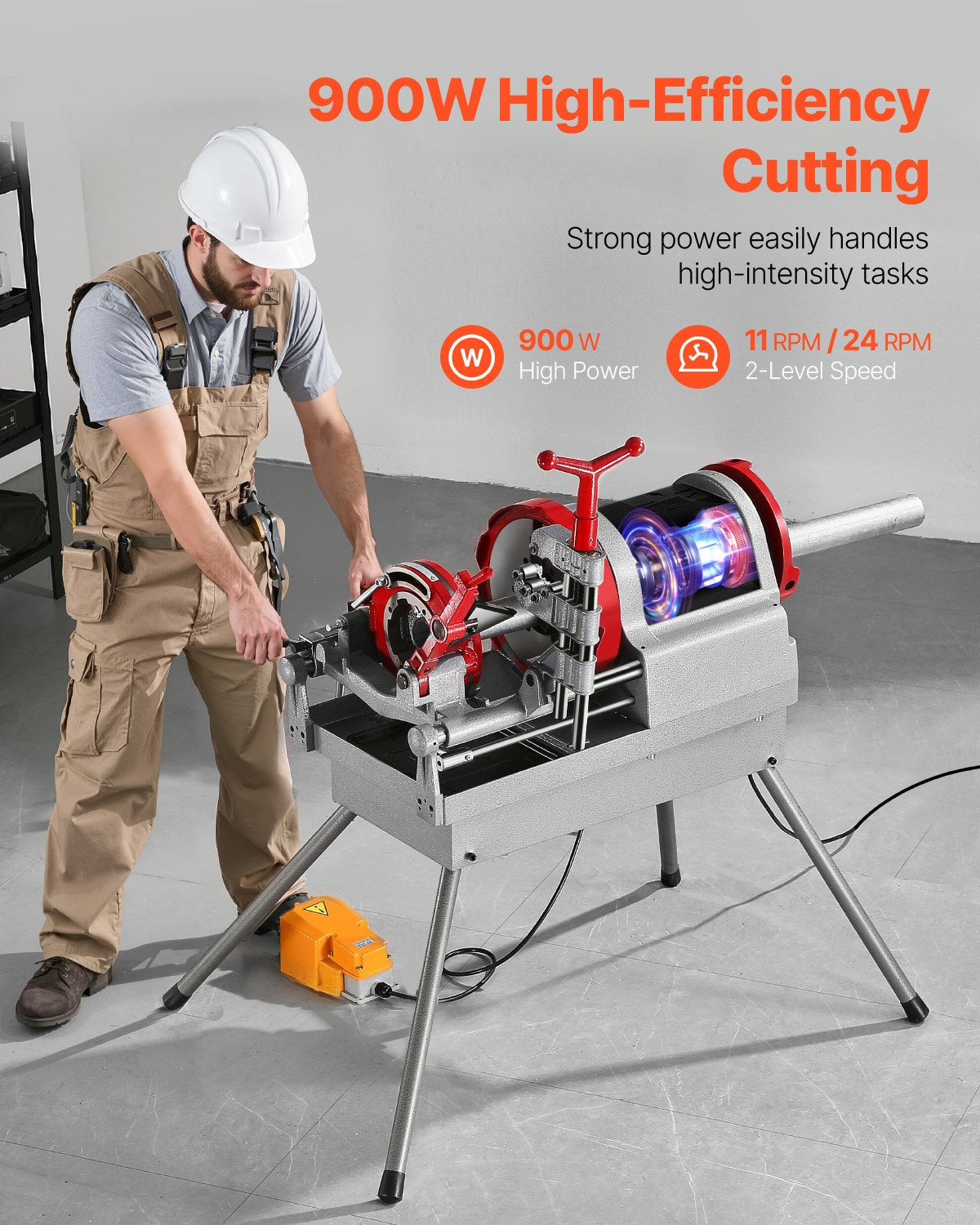 VEVOR Electric Pipe Threader Machine 900W Threading Machine for 1/2" to 4" Pipes