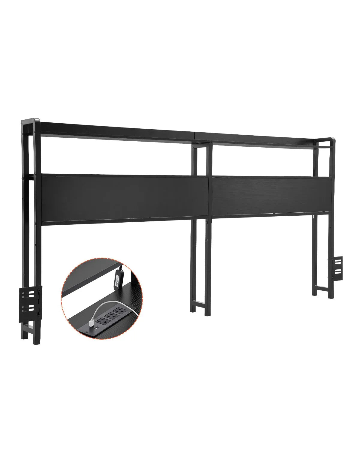 VEVOR Headboard for Queen Size Bed Head Board with 2 Shelves & LED Light Black