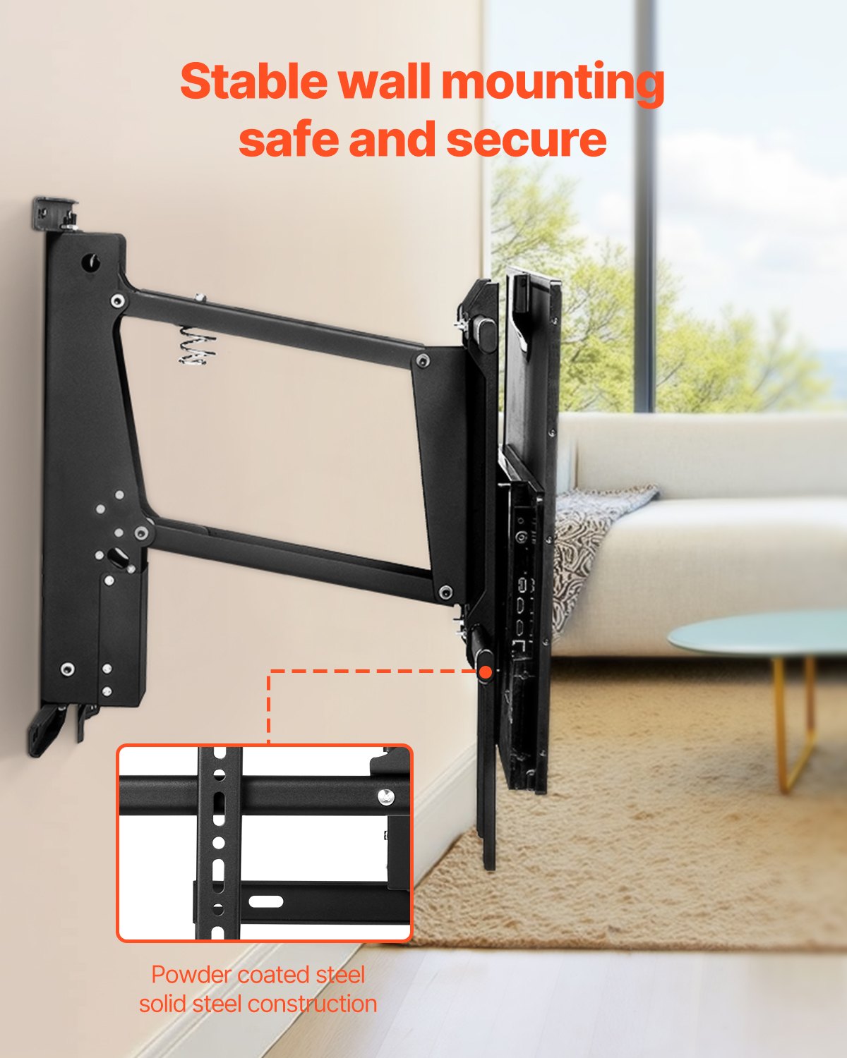 VEVOR Motorized TV Wall Mount, 32-65 in Electric Fireplace TV Wall Mount Black