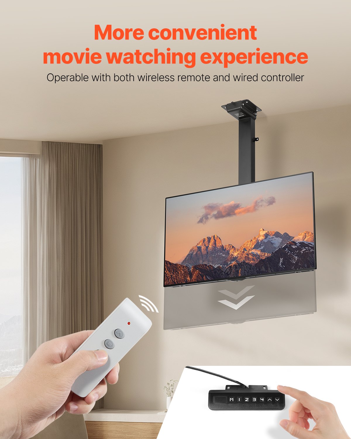 VEVOR Motorized Ceiling TV Mount 32-55 in Screen Electric Adjustable TV Mount