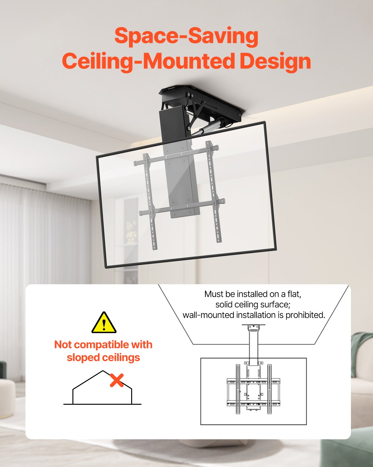 VEVOR Motorized Ceiling TV Mount Electric Flip Down TV Mount for 32-70 in Screen