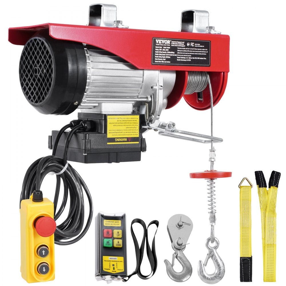 VEVOR Electric Hoist Crane Winch 1320 lbs 328 ft Wireless & 14 ft Wired Remote