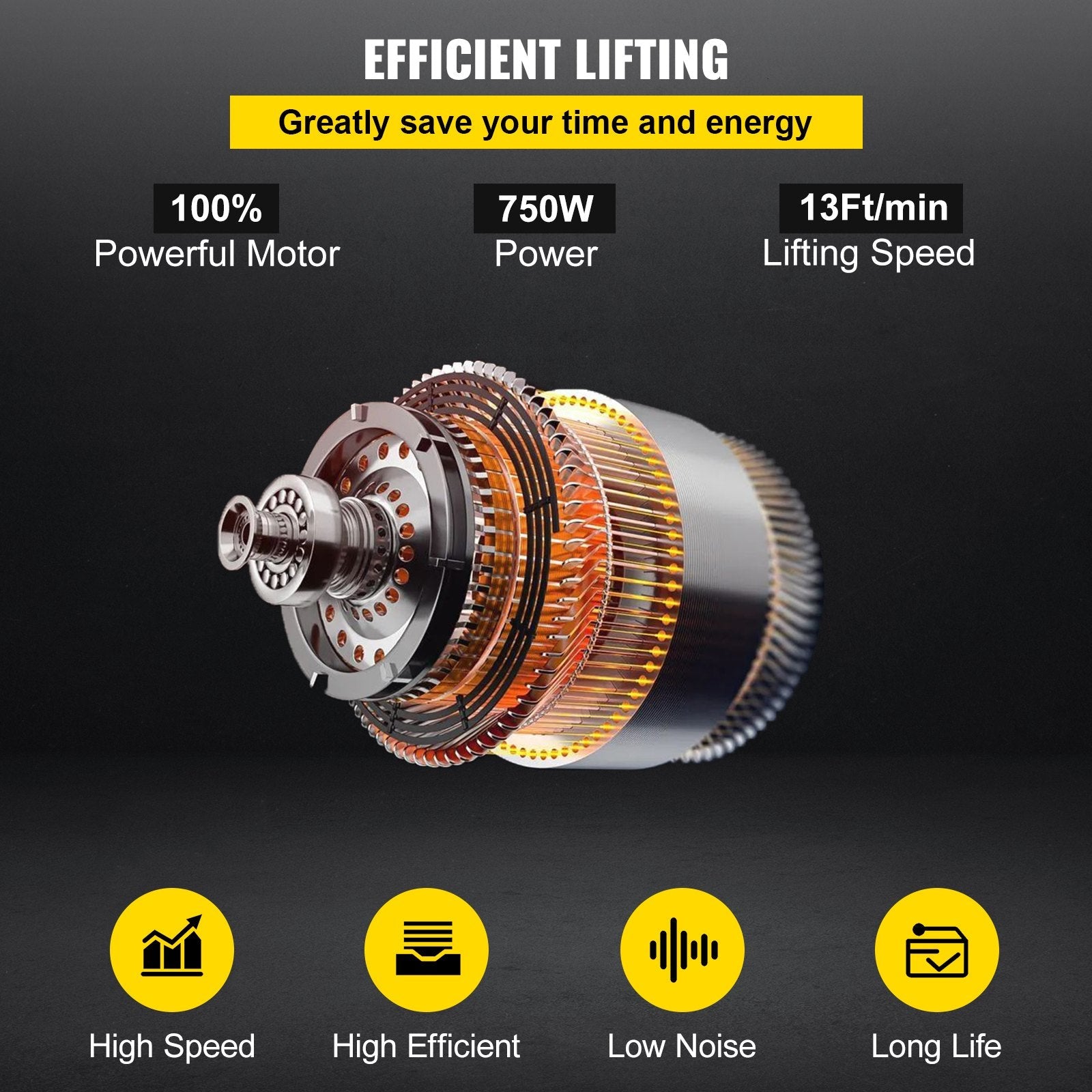 VEVOR 1 Ton Electric Chain Hoist, Single Phase 2200Lbs 10ft Lift Height with Electrical Hook, Mount Chain Hoist G80, Double Chain with Pendant Control 110V for Logistics, Factories and Agriculture