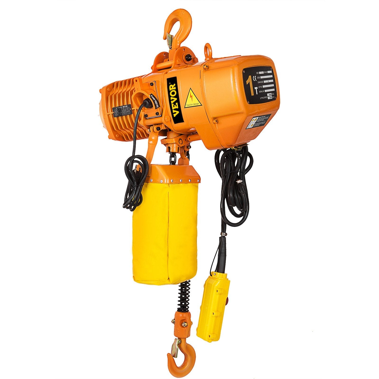 VEVOR 1 Ton Electric Chain Hoist, Single Phase 2200Lbs 10ft Lift Height with Electrical Hook, Mount Chain Hoist G80, Double Chain with Pendant Control 110V for Logistics, Factories and Agriculture