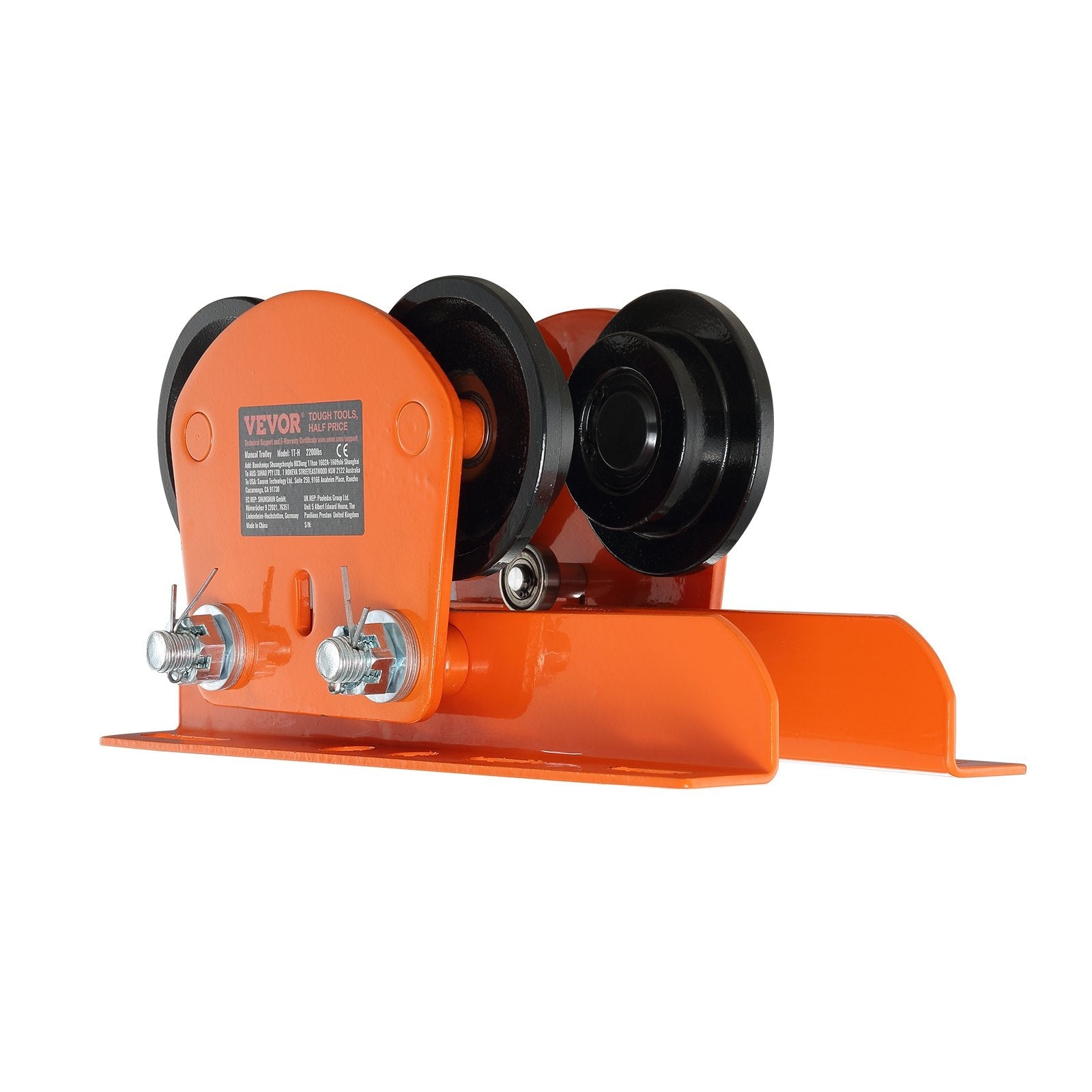 VEVOR Electric Hoist Manual Trolley, 1100 lbs/0.5 Ton Capacity for PA200 PA250 PA300 PA400 PA500, Push Beam Trolley with Dual Wheels, 2.36"-4.72" Adjustable Flange Width for Straight Curved I Beam