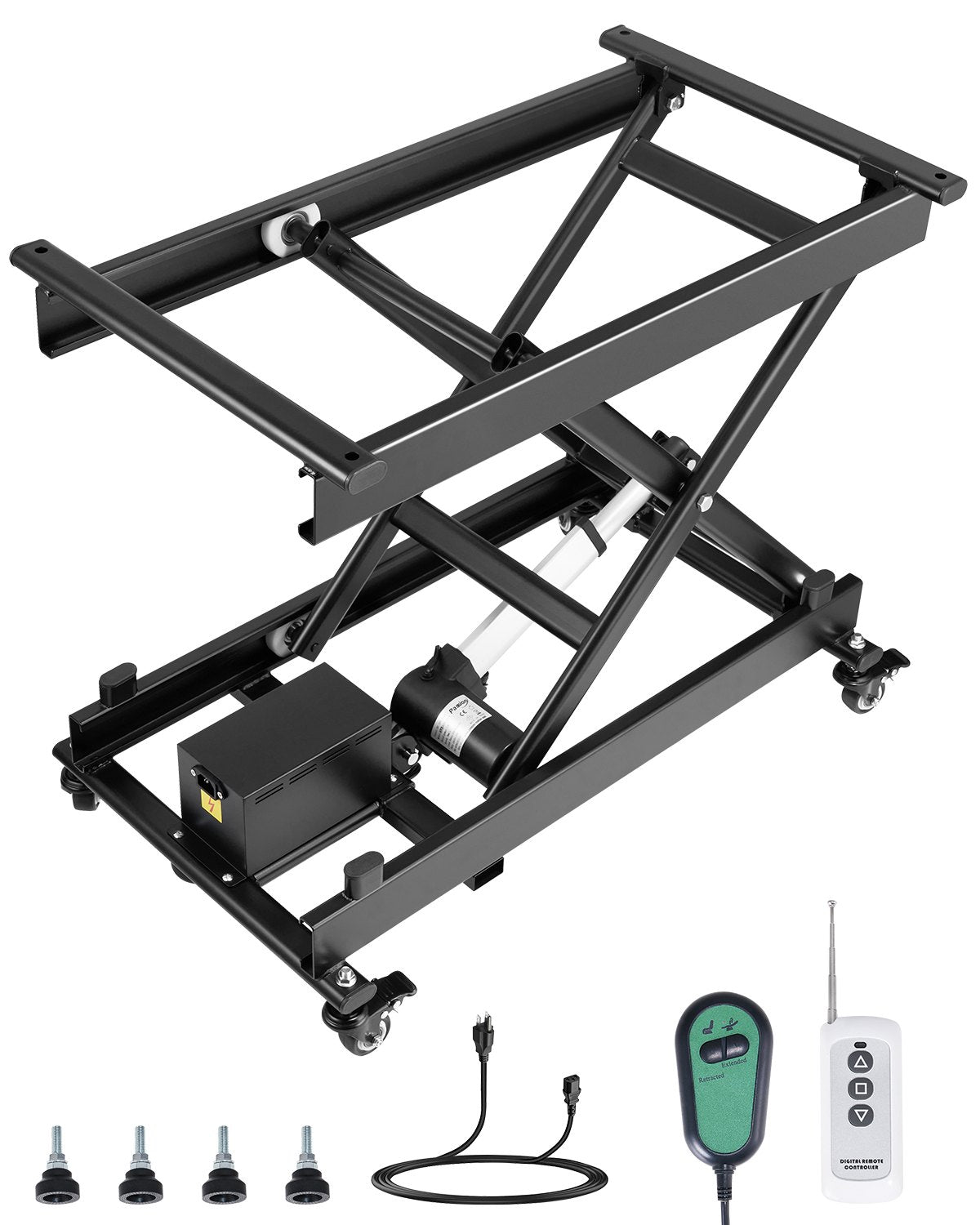 VEVOR 28" Electric Lift Table Single Scissor Lifting Platform 330 lbs 4 Wheels