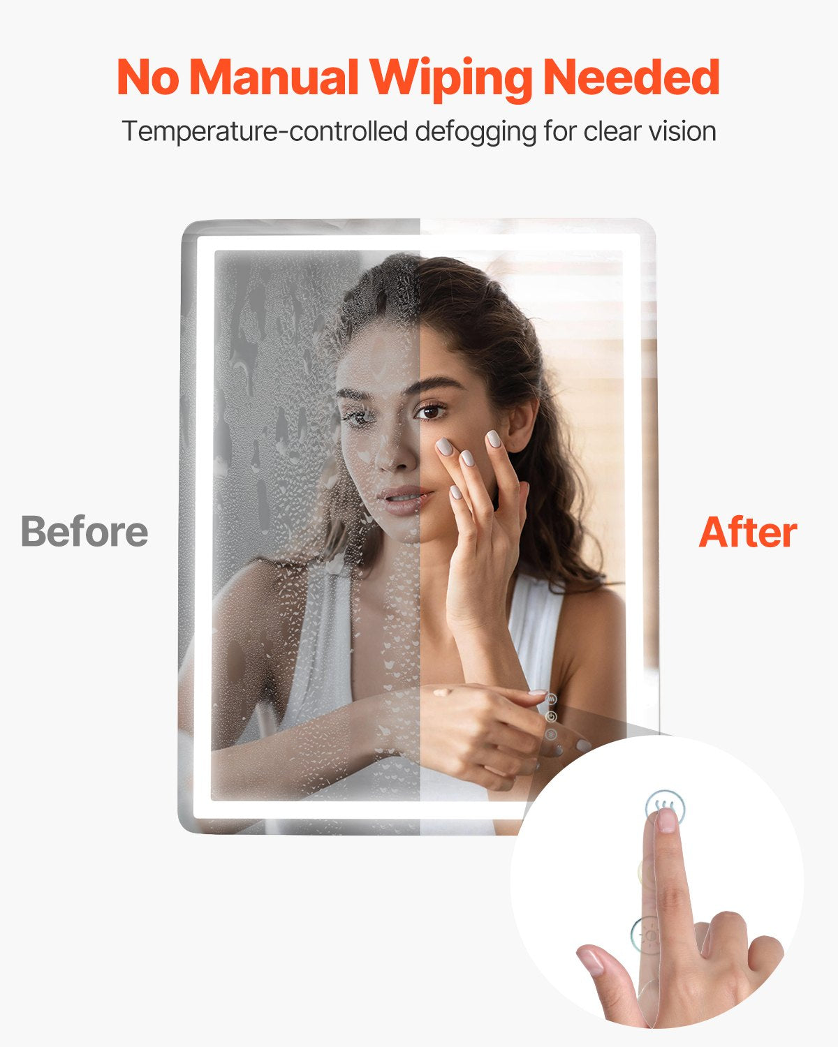 VEVOR LED Bathroom Mirror 3 Colors Anti-fog Wall Mounted Vanity Mirror 28" x 36"