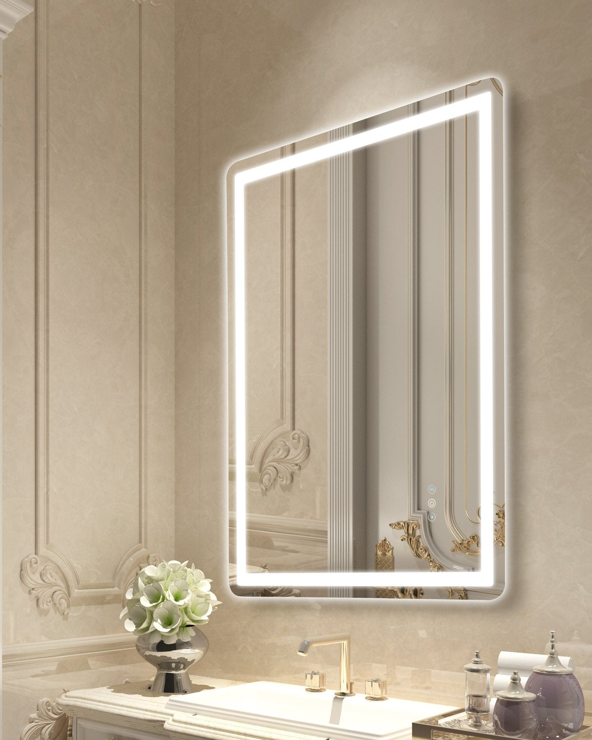 VEVOR LED Bathroom Mirror 3 Colors Anti-fog Wall Mounted Vanity Mirror 28" x 36"