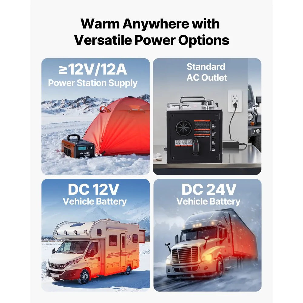 8KW Diesel Heater 12V/24V, Portable All-in-One Air Heater with Bluetooth App, Remote & LCD Control – 1.9 Gal Tank