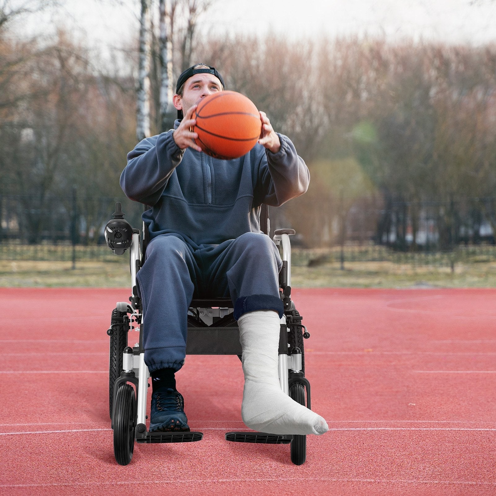 VEVOR Electric Wheelchair for Adults Seniors, 265 lbs Weight Capacity, 17.5in Width Lightweight Foldable Motorized Power Wheelchairs, UP to 12.5Miles Range All Terrain Power Chair, Adjustable Backrest