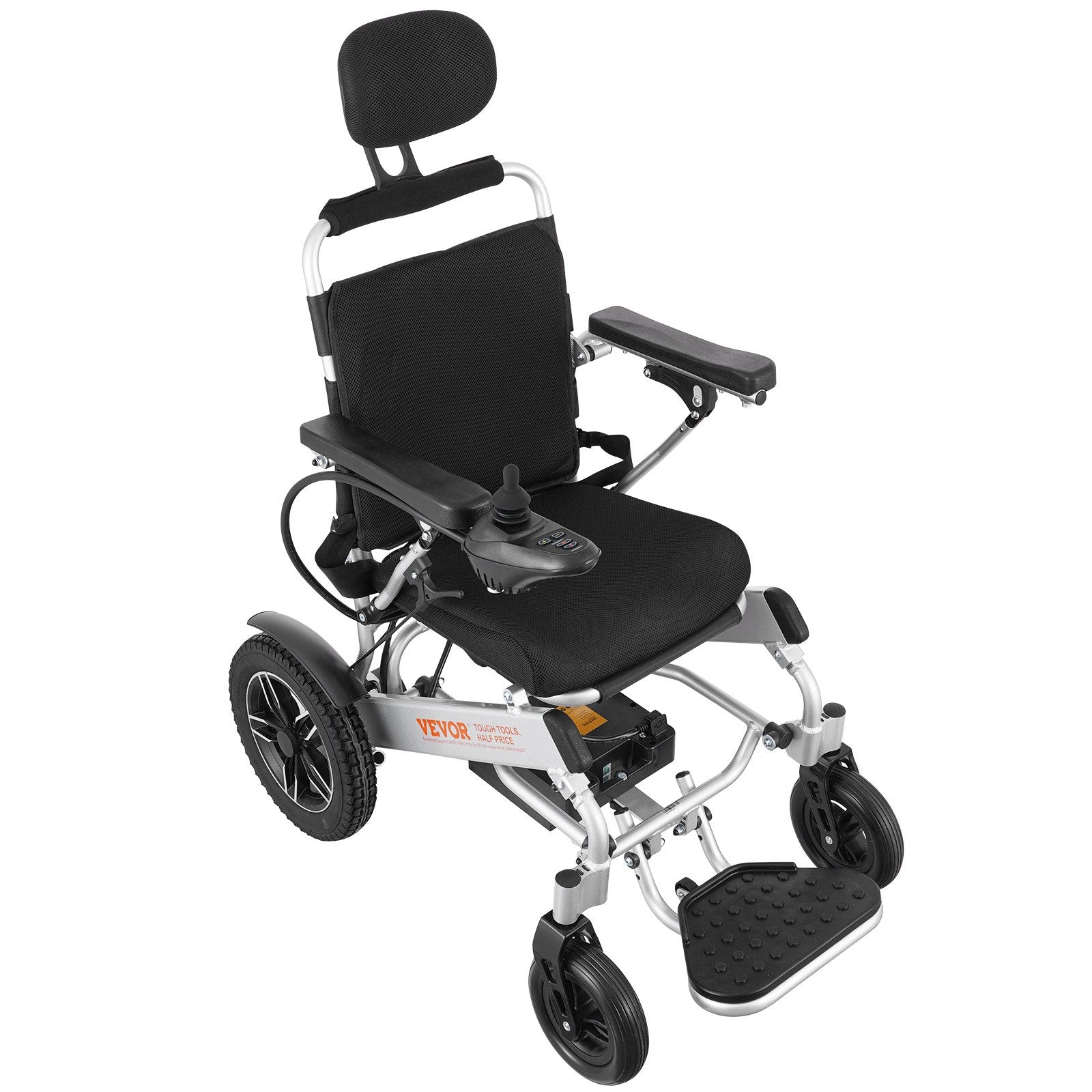 VEVOR Electric Wheelchair for Adults Seniors, 300 lbs Weight Capacity, 17.7 in Width Lightweight Foldable Motorized Power Wheelchairs, Long Range All Terrain Aluminum Alloy Chair, Adjustable Backrest