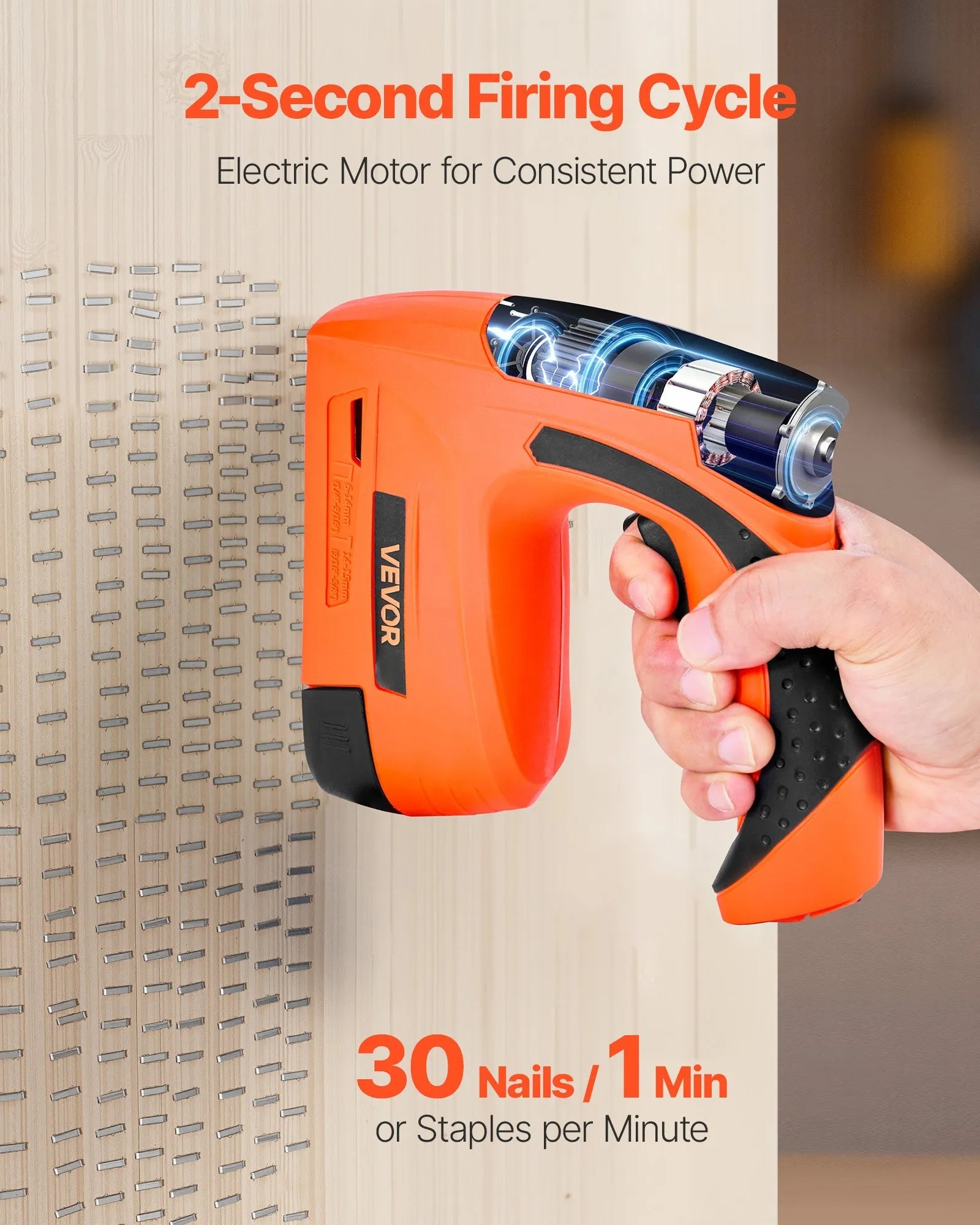 VEVOR Cordless Brad Nailer, 2-in-1 Nail Gun Staple Gun, 18 Gauge 5/8 inch, Battery Powered, with 1000 Pcs Staples and 1000 Pcs Nails, Non-Slip Rubber Grip, for Woodworking, Carpentry and DIY Projects