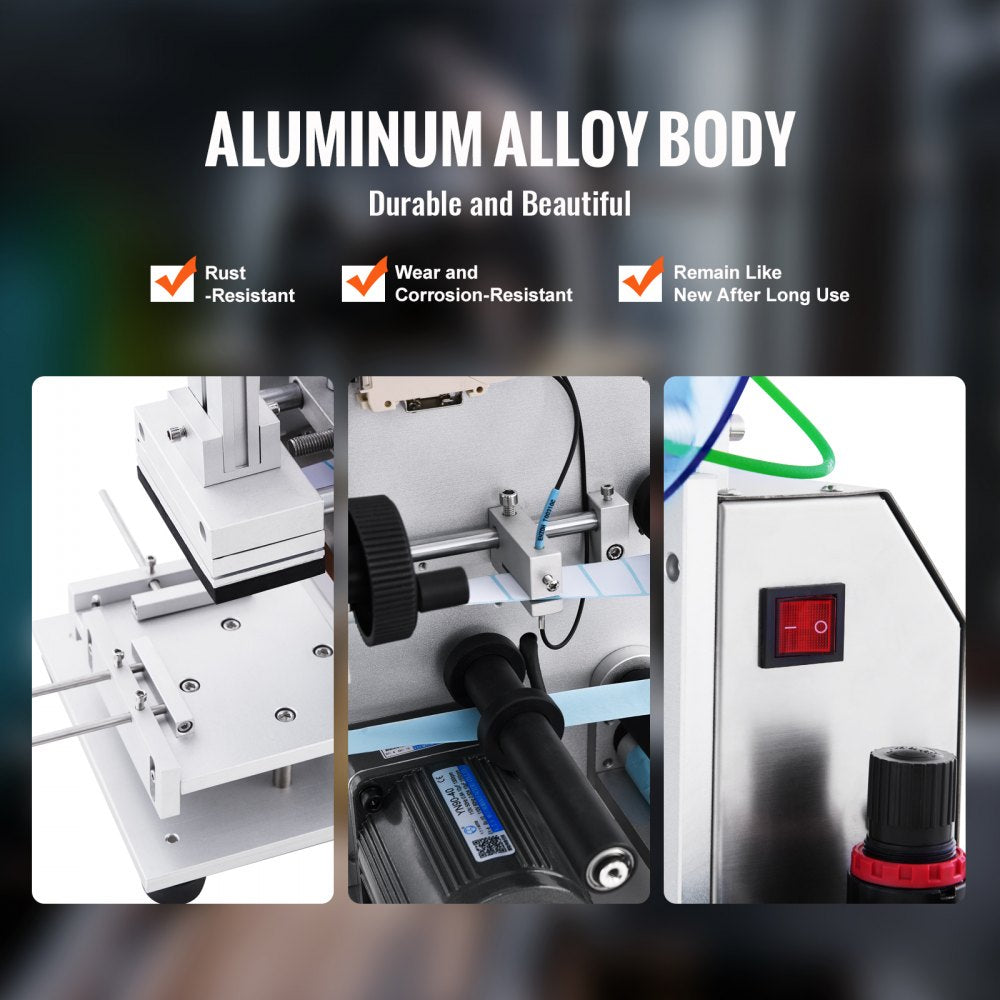 VEVOR Electric Flat Labeling Machine, 25-60pcs/min, Flat Surface Label Applicator for Cardboard Boxes/Square Bottles/Tin Cans, Labeler Suitable for Item Size Range of 4.72 x 5.9 x (0.98-3.54) inches