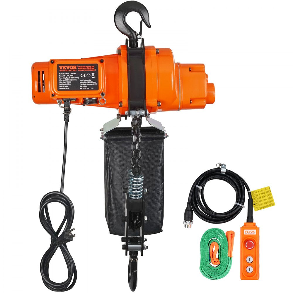 VEVOR Electric Chain Hoist Single Phase Crane Hoist 2200 lbs Load 10 ft Lifting